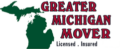 A green and red logo for the michigan movers.